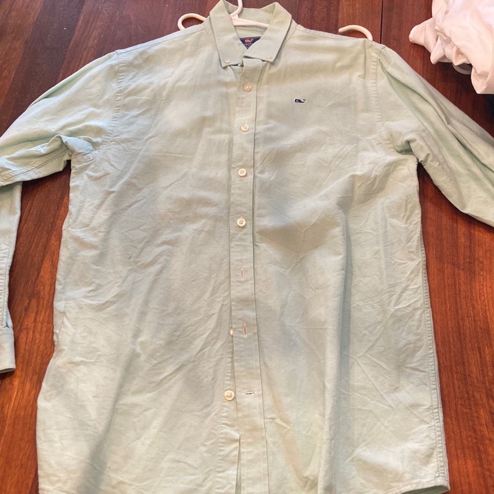 Mint green vineyard vines button up shirt